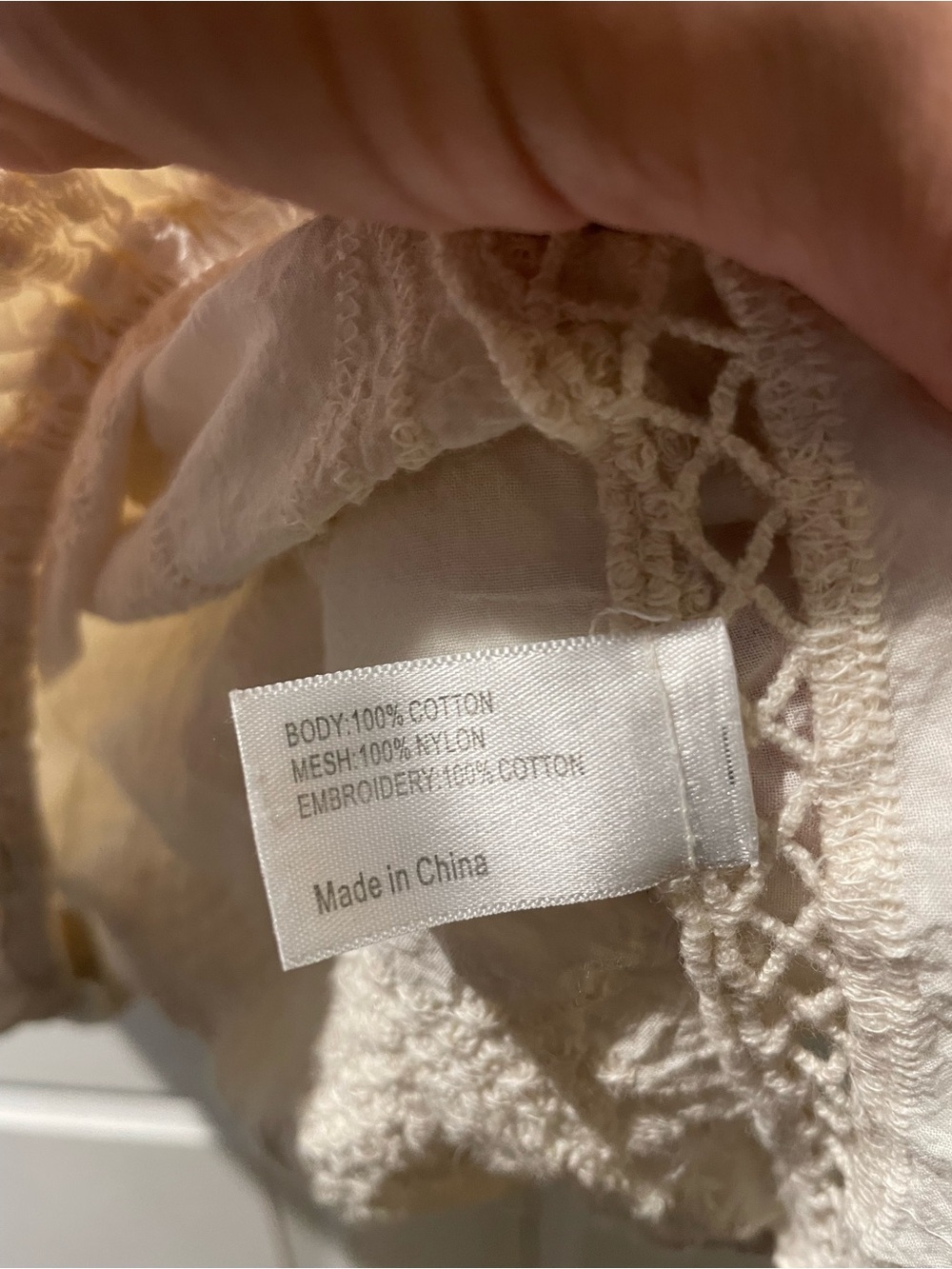 Lane Bryant Cream Lace-Trim Peasant 100% Cotton Top Size 22/24 - Picture 7 of 8